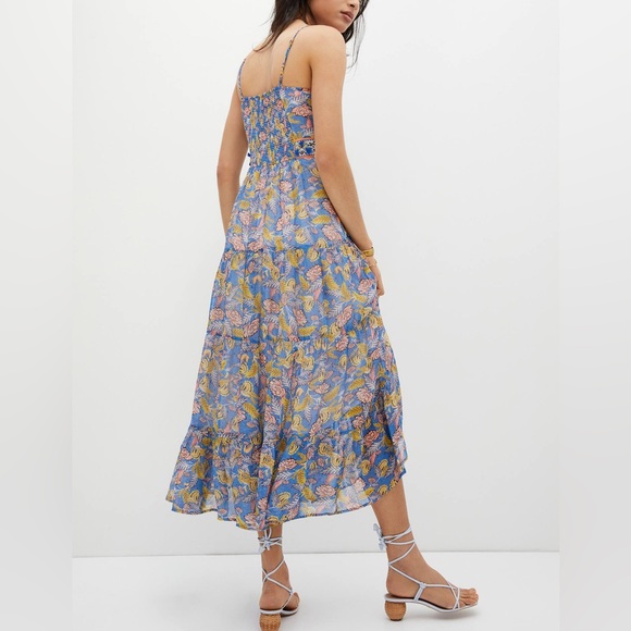 Anthropologie Blue Floral Maxi Dress - Picture 3 of 9
